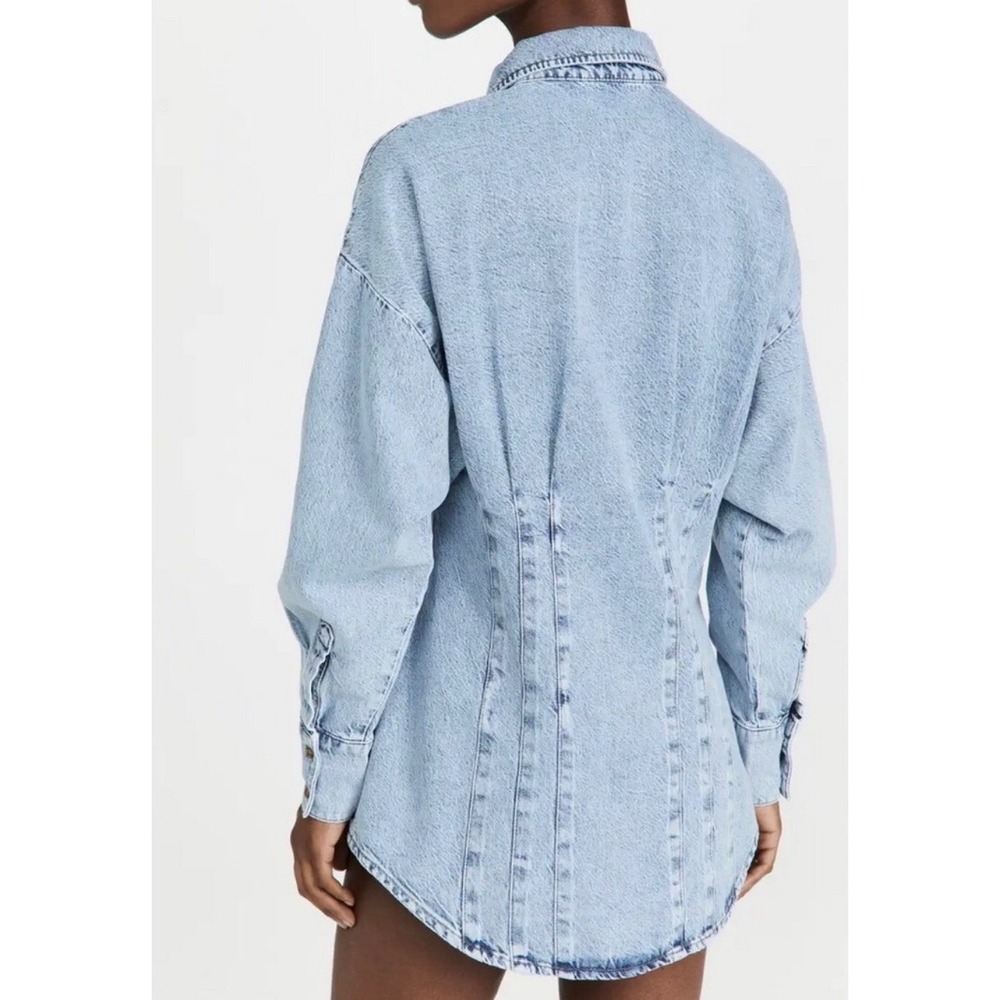 Good American Seamed Long Sleeve Denim Shirtdress Size 4 XL Blue Mini - Picture 2 of 15